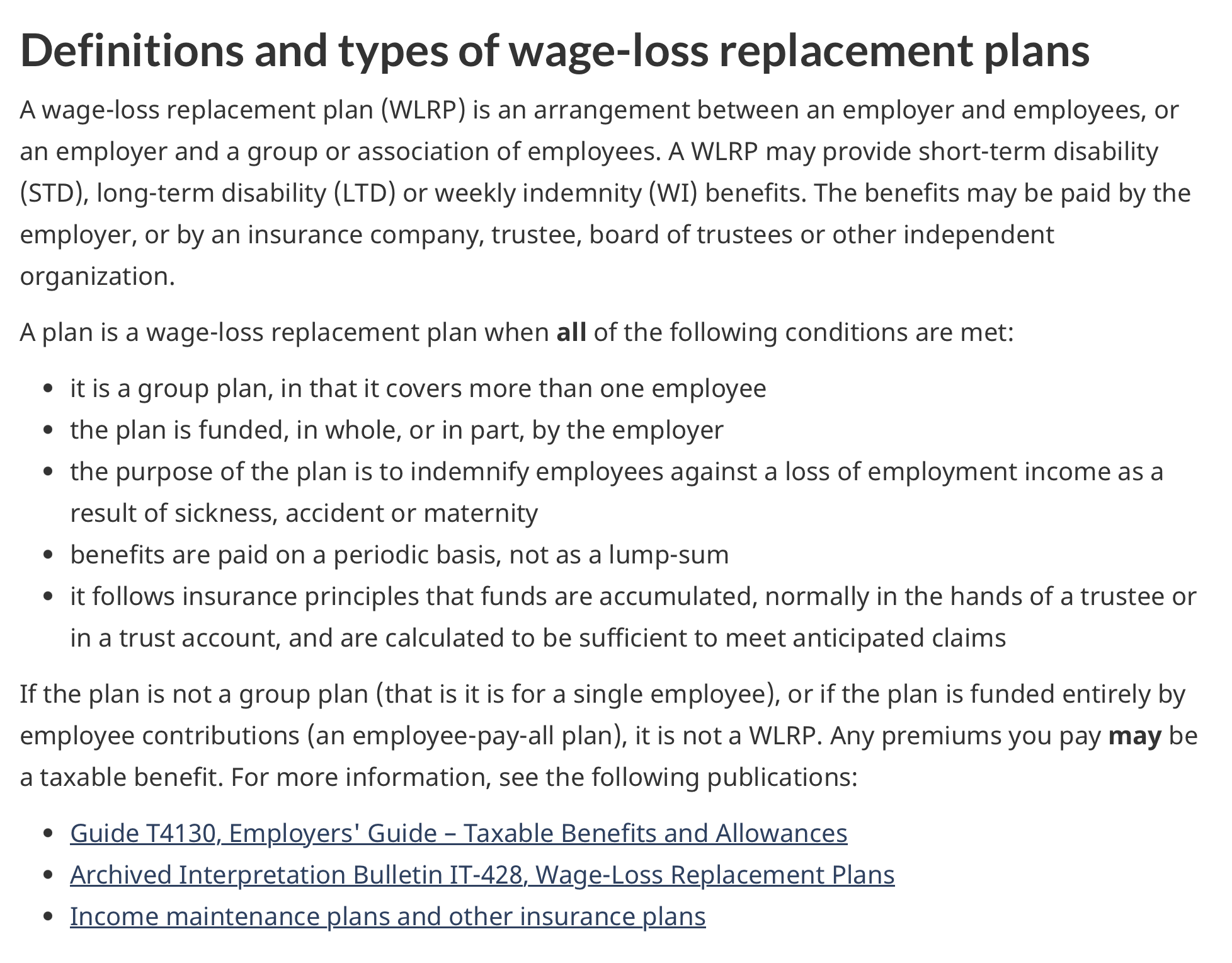 CRA Definition of WLRP