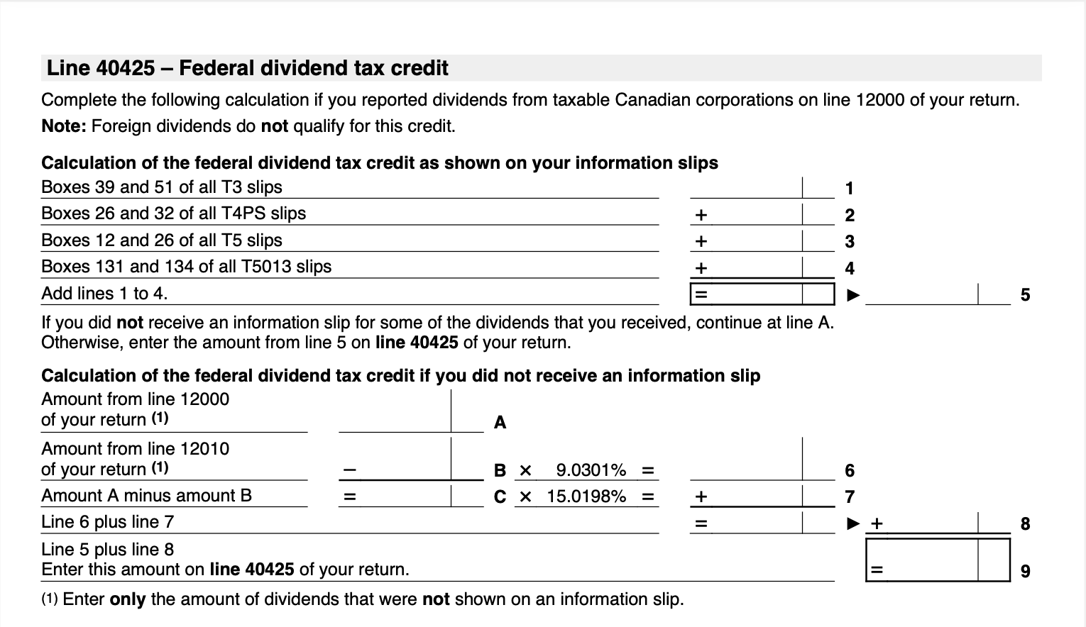 Federal-Worksheet-Line-40425-Federal-Dividend-Tax-Credit-Calculation