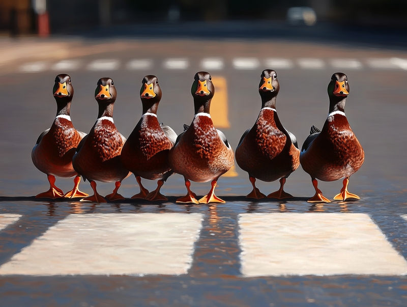 ducks all lined up in a row