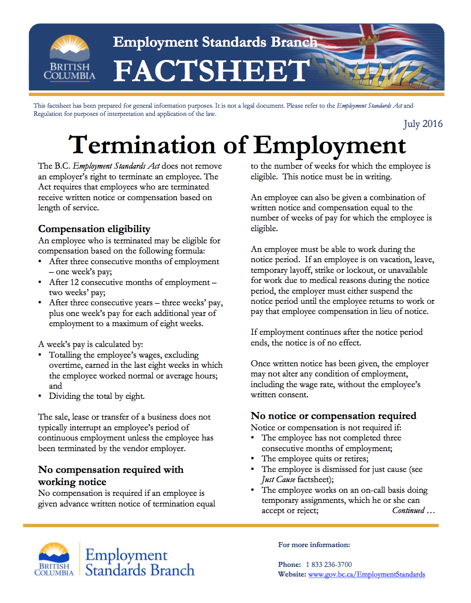 BC Termination Fact Sheet